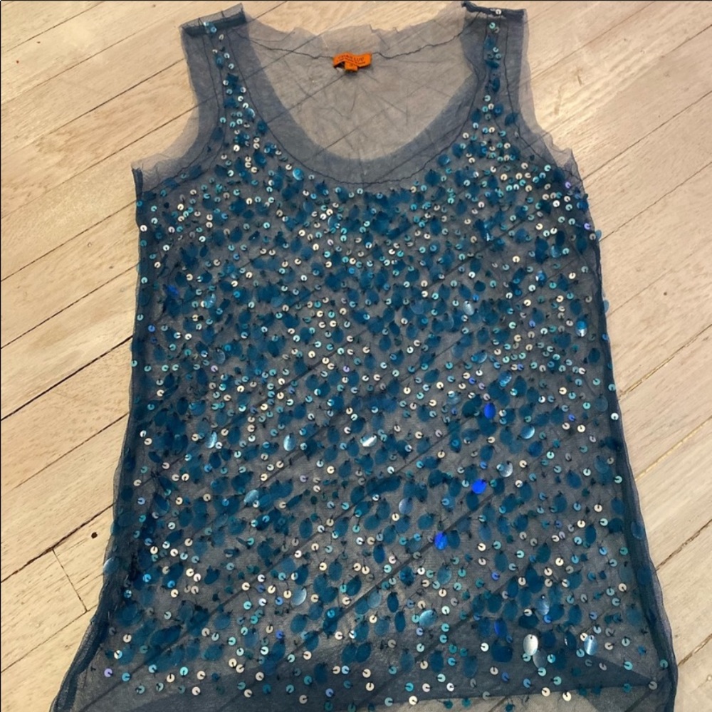 Sheer Mesh Back Sequence Front Tank Top.Small - image 2
